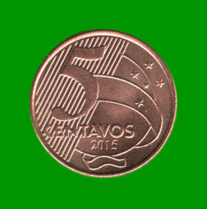 MONEDA DE BRASIL 5 CENTAVOS, AÑO 2015, ESTADO NUEVA.-