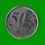 MONEDA DE BRASIL 50 CENTAVOS, AÑO 2015, ESTADO USADA.-