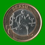 MONEDA DE BRASIL 1 REAL, CONMEMORATIVA, ATLETISMO PARAOLIMPICO, AÑO 2015, ESTADO USADA.-