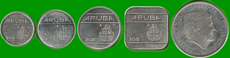 ARUBA SET DE CINCO MONEDAS 5, 10, 25, 50 CENTAVOS Y 1 FLORIN, AÑO 2015, ESTADO NUEVAS.- - Imagen 2