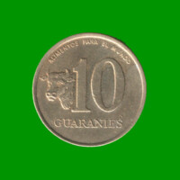 MONEDA DE PARAGUAY 10 GUARANIES, AÑO 1990, ESTADO USADA.-