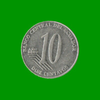 MONEDA DE ECUADOR 10 CENTAVOS, AÑO 2000, ESTADO USADA.-