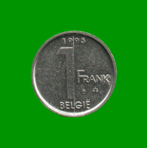MONEDA DE BELGICA 1 FRANCO BELGIE, AÑO 1995, ESTADO USADA.-