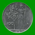 MONEDA DE ITALIA 100 LIRAS, AÑO 1978, ESTADO USADA.-
