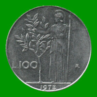 MONEDA DE ITALIA 100 LIRAS, AÑO 1978, ESTADO USADA.-