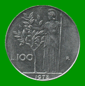 MONEDA DE ITALIA 100 LIRAS, AÑO 1978, ESTADO USADA.-