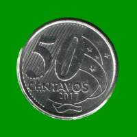 MONEDA DE BRASIL 50 CENTAVOS, AÑO 2017, ESTADO USADA.-