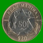 MONEDA DE MEXICO 20 PESOS, BIMETALICA, CONMEMORATIVA "PLAN MARINA 50 AÑOS", AÑO 2016, ESTADO NUEVA.-