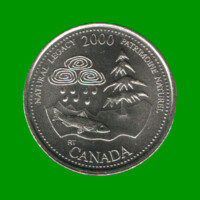 MONEDA DE CANADA 25 CENTAVOS, AÑO 2000, CONMEMORATIVA, PAISAJE, ESTADO NUEVA.-