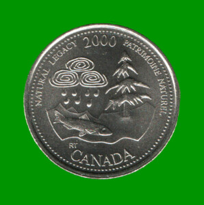 MONEDA DE CANADA 25 CENTAVOS, AÑO 2000, CONMEMORATIVA, PAISAJE, ESTADO NUEVA.-