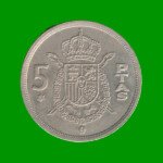 MONEDA DE ESPAÑA 5 PASETAS, AÑO 1975, ESTADO USADA.-