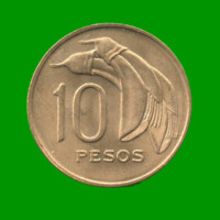 MONEDA DE URUGUAY $ 10,00 , AÑO 1969, ESTADO USADA.-