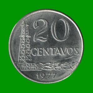 MONEDA DE BRASIL 20 CENTAVOS, AÑO 1977, ESTADO USADA.-