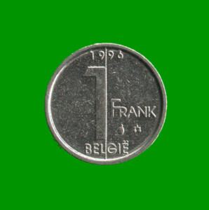 MONEDA DE BELGICA 1 FRANCO BELGIE, AÑO 1996, ESTADO USADA.-