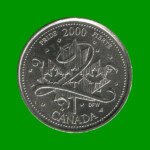 MONEDA DE CANADA 25 CENTAVOS, AÑO 2000, CONMEMORATIVA, SELLOS Y CINTAS, ESTADO NUEVA.-