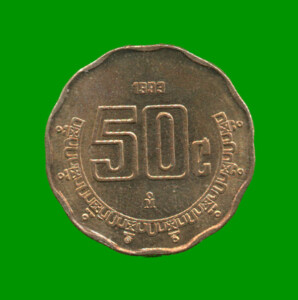MONEDA DE MEXICO 50 CENTAVOS, AÑO 1993, ESTADO USADA.-