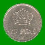 MONEDA DE ESPAÑA 25 PASETAS, AÑO 1975, ESTADO USADA.-