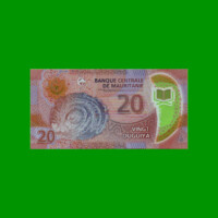 BILLETE DE MAURITANIA 20 OUGUIYA, POLYMERO, PICK WA22, AÑO 2020, ESTADO SIN CIRCULAR.-