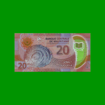 BILLETE DE MAURITANIA 20 OUGUIYA, POLYMERO, PICK WA22, AÑO 2020, ESTADO SIN CIRCULAR.-