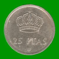 MONEDA DE ESPAÑA 25 PASETAS, AÑO 1975, ESTADO USADA.-