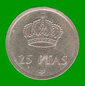 MONEDA DE ESPAÑA 25 PASETAS, AÑO 1975, ESTADO USADA.-