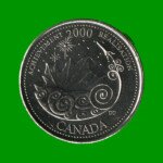 MONEDA DE CANADA 25 CENTAVOS, AÑO 2000, CONMEMORATIVA, COETE, ESTADO NUEVA.-