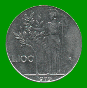 MONEDA DE ITALIA 100 LIRAS, AÑO 1979, ESTADO USADA.-