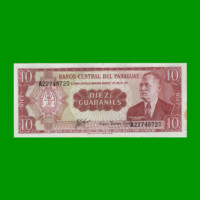 BILLETE DE PARAGUAY 10 GUARANIES, PICK 196a, ESTADO EXCELENTE.-