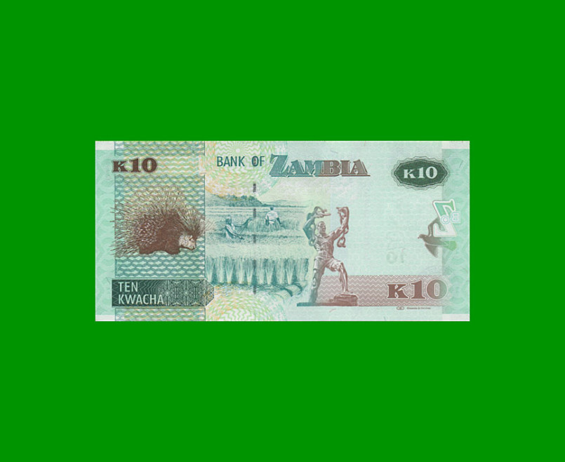 BILLETE DE ZAMBIA 10 KWACHA, PICK 51, AÑO 2012, ESTADO SIN CIRCULAR.- - Imagen 2