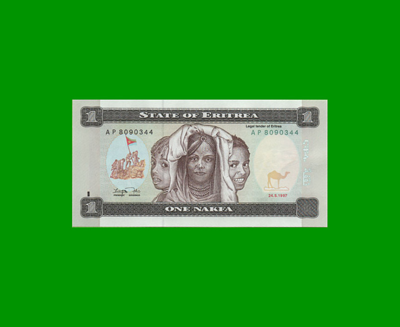 BILLETE DE ERITREA 1 NAFKA, PICK 1, AÑO 1997 ESTADO SIN CIRCULAR.-