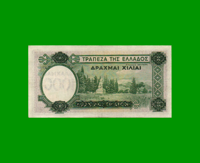 BILLETE DE GRECIA 1000 DRACMAS, PICK 111, AÑO 1939, ESTADO EXCELENTE .- - Imagen 2