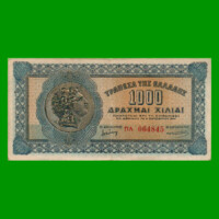 BILLETE DE GRECIA 1000 DRACMAS, PICK 117b, AÑO 1941, ESTADO MUY BUENO.-