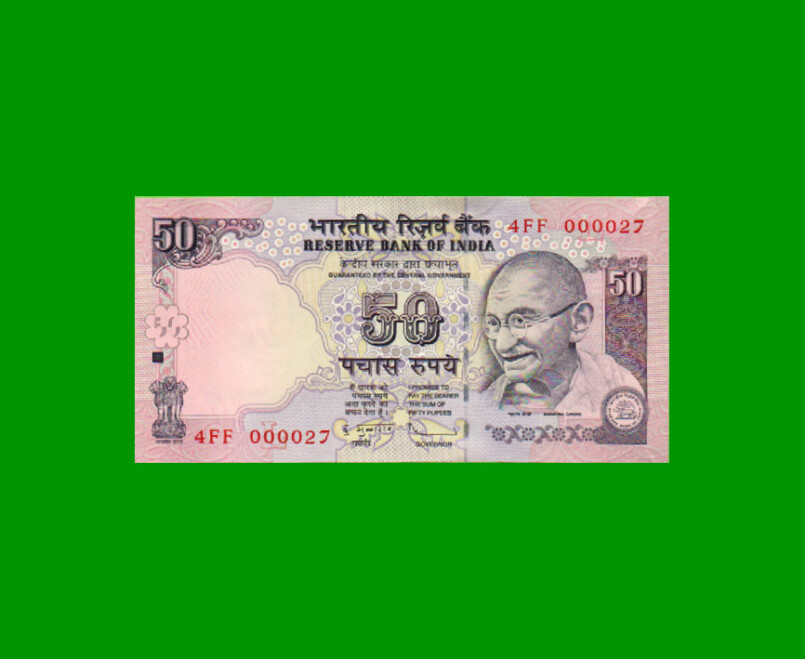 BILLETE DE INDIA 50 RUPIAS, PICK 97n, ESTADO SIN CIRCULAR.-