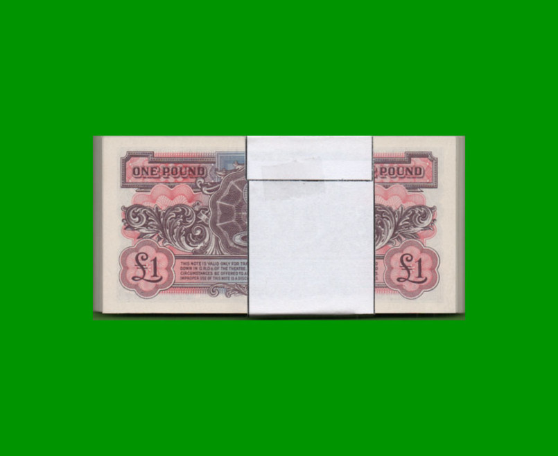 FAJO DE BILLETES DE INGLATERRA 1 LIBRA, PICK M36, AÑO 1962, ESTADO SIN CIRCULAR.- - Imagen 2