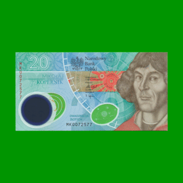 BILLETE DE POLONIA, PICK 197, 20 ZLOTYCH 2022, CONMEMORATIVO NICOLAS COPERNICO, POLIMEROSET DE PRESENTACION, S/C.-