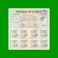 BONO DE LA RIOJA $50,00 SERIE A, AÑO 1994, ESTADO EXCELENTE+.-