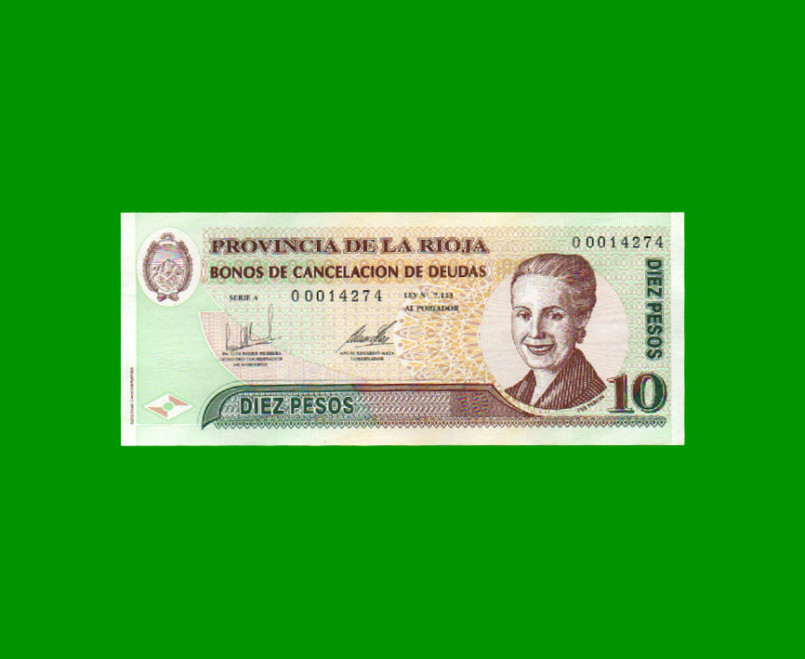 BONO DE LA RIOJA $10,00 SERIE A, EC 363, AÑO 2001, ESTADO SIN CIRCULAR.-