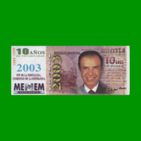 BILLETE DE CARLOS MENEM, AÑO 2003, FANTASIA, ESTADO SIN CIRCULAR.-