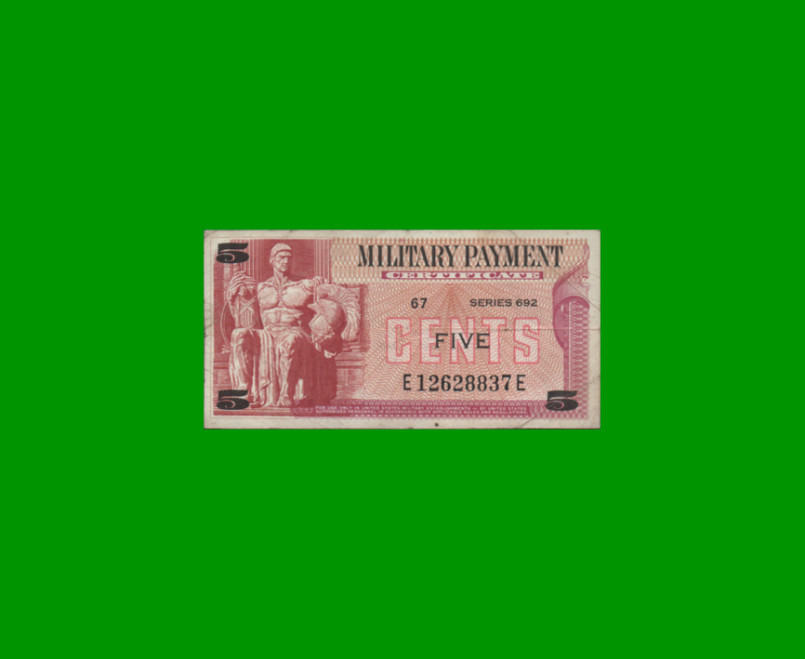 BILLETE DE EEUU 0,5 CTVOS, PAGO MILITAR, PICK M91, ESTADO MUY BUENO.-