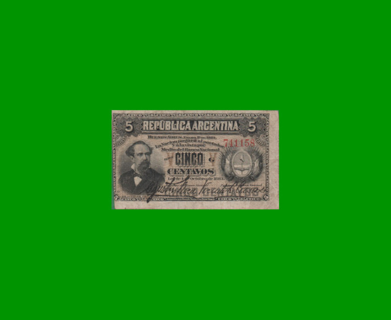 BILLETE FRACCIONARIO 0,5 CTVOS, NC 354c, AÑO 1883, ESTADO MUY BUENO.-