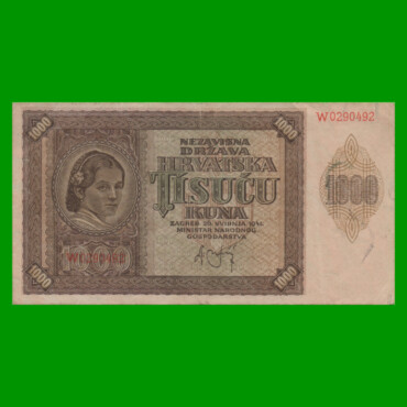 BILLETE DE CROACIA 1.000 KUNA, PICK 4, AÑO 1941, ESTADO MUY BUENO+.-