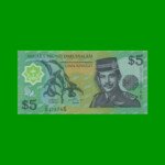 BILLETE DE BRUNEI 5 RINGGIT, POLYMERO, PICK 23b, AÑO 2002, ESTADO SIN CIRCULAR.-