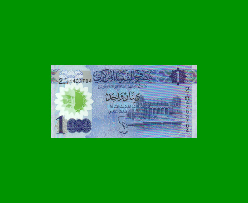 BILLETE DE LIBYA 1 DINAR, POLYMERO, PICK 85, AÑO 2019 ESTADO SIN CIRCULAR.-