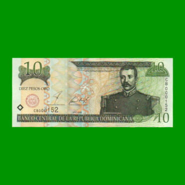 BILLETE DE REPUBLICA DOMINICANA $10,00 ORO PICK 168a, AÑO 2001 ESTADO SIN CIRCULAR.-