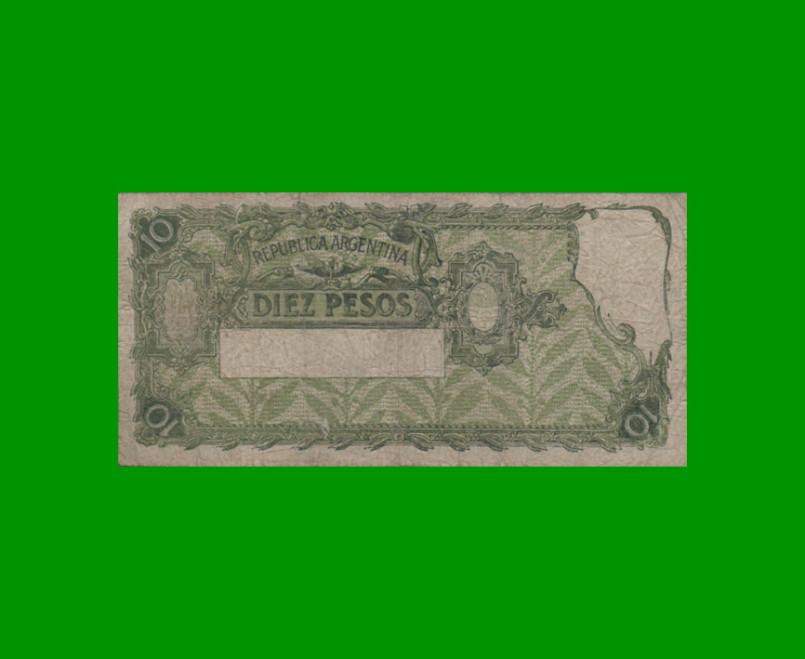 BILLETE CAJA DE CONVERSION $ 10,00, BOT 1634, AÑO 1934, ESTADO BUENO+.- - Imagen 2