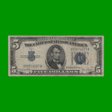 BILLETE DE EEUU 5,00 DOLARES, SELLO AZUL, PICK 414Ad, ESTADO MUY BUENO.-