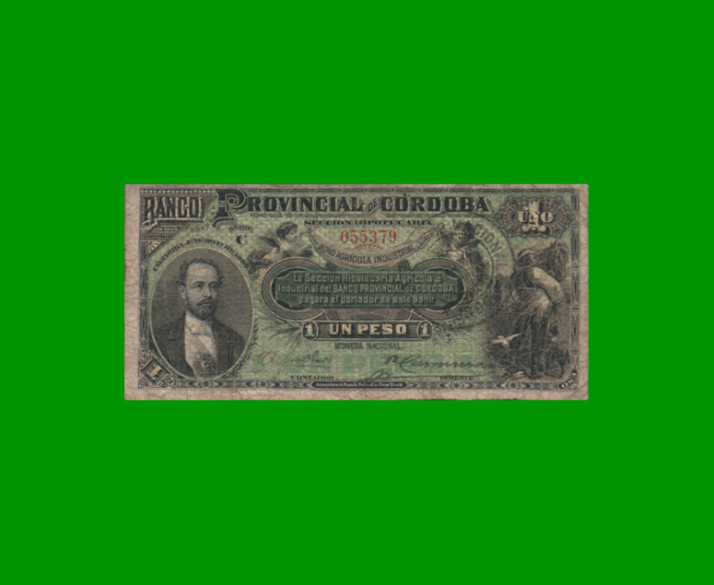 BILLETE PROVINCIA DE CORDOBA $ 1,00, PICK S741, AÑO 1888, ESTADO BUENO.-