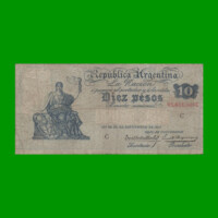 BILLETE CAJA DE CONVERSION $ 10,00, BOT 1634, AÑO 1934, ESTADO BUENO+.-
