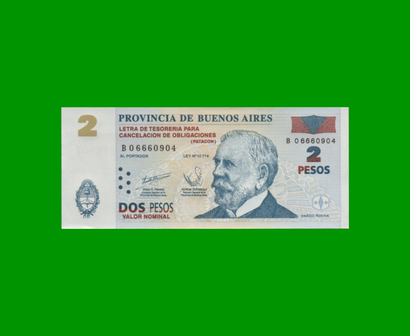 BONO DE BUENOS AIRES $2,00, EC 213, AÑO 2002, ESTADO SIN CIRCULAR.-