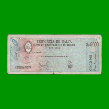 BONO DE SALTA $a5.000,00, EC 006, AÑO 1985, ESTADO BUENO.-
